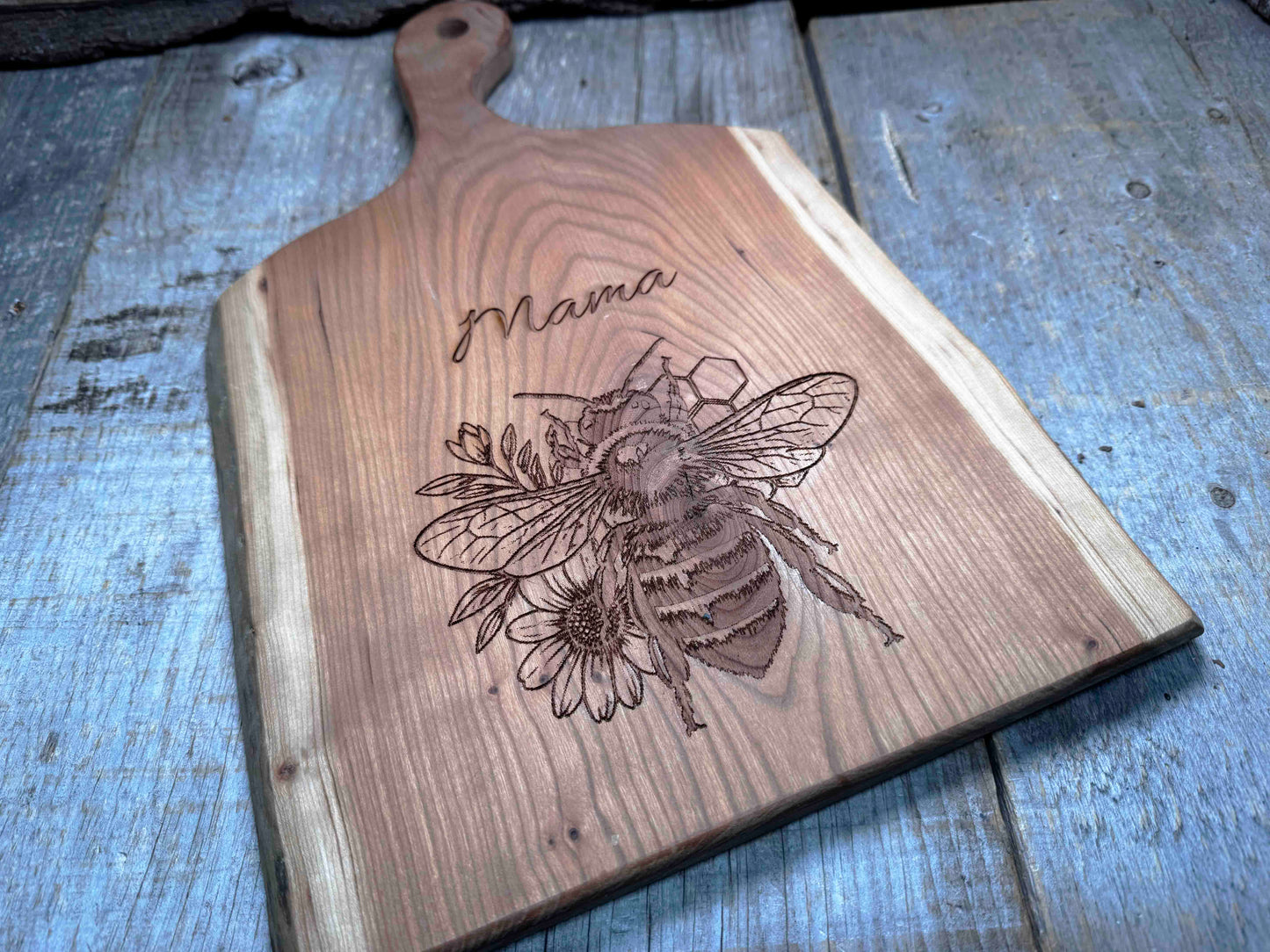 Live Edge Cutting Board Honey Bee Design Memories Made Custom