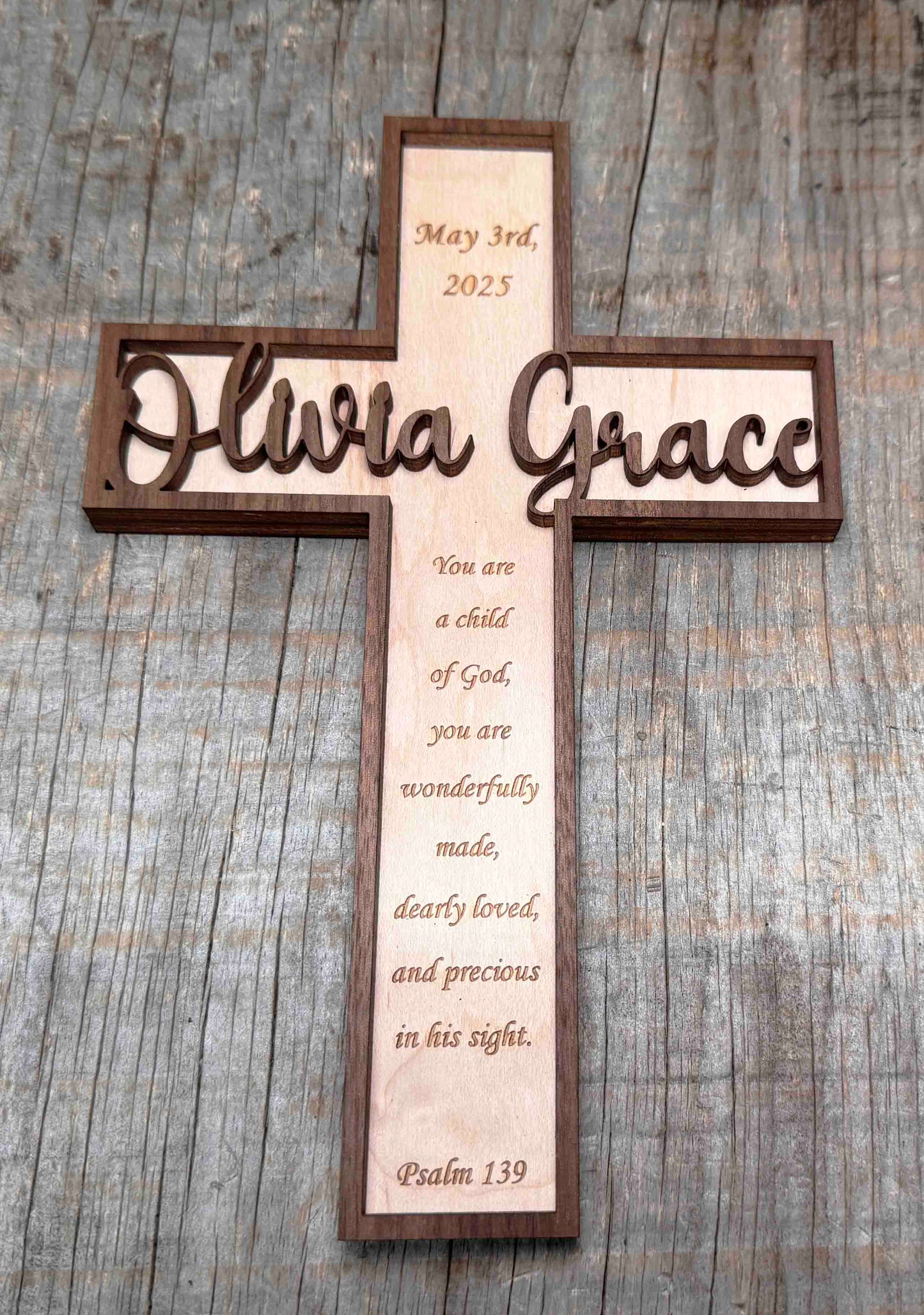 Wooden Crosses Dual Layer Memories Made Custom