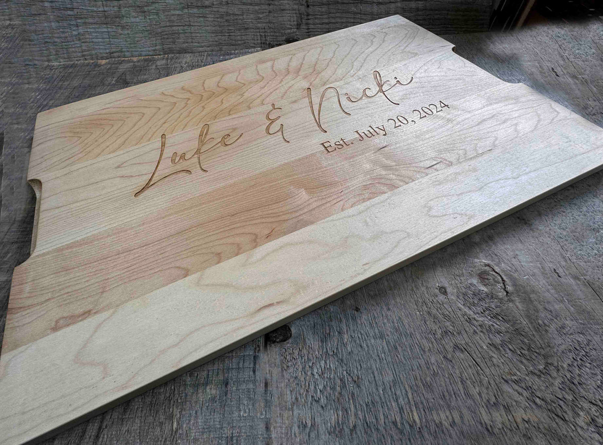 Maple Cutting Board Names and Date - Design 96 Memories Made Custom