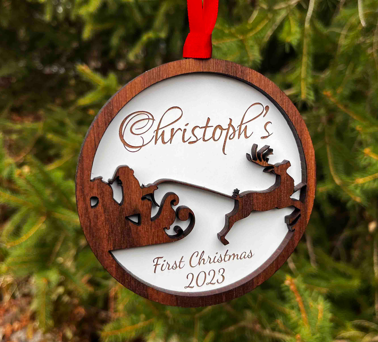 Babies First Christmas Santa Sleigh Memories Made Custom