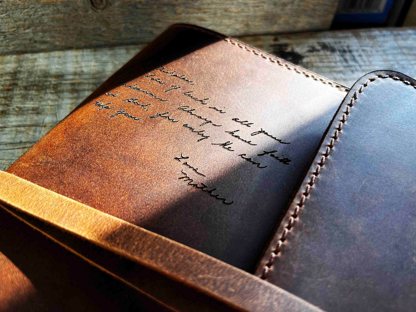 Handwriting Engraved Leather Journal Memories Made Custom