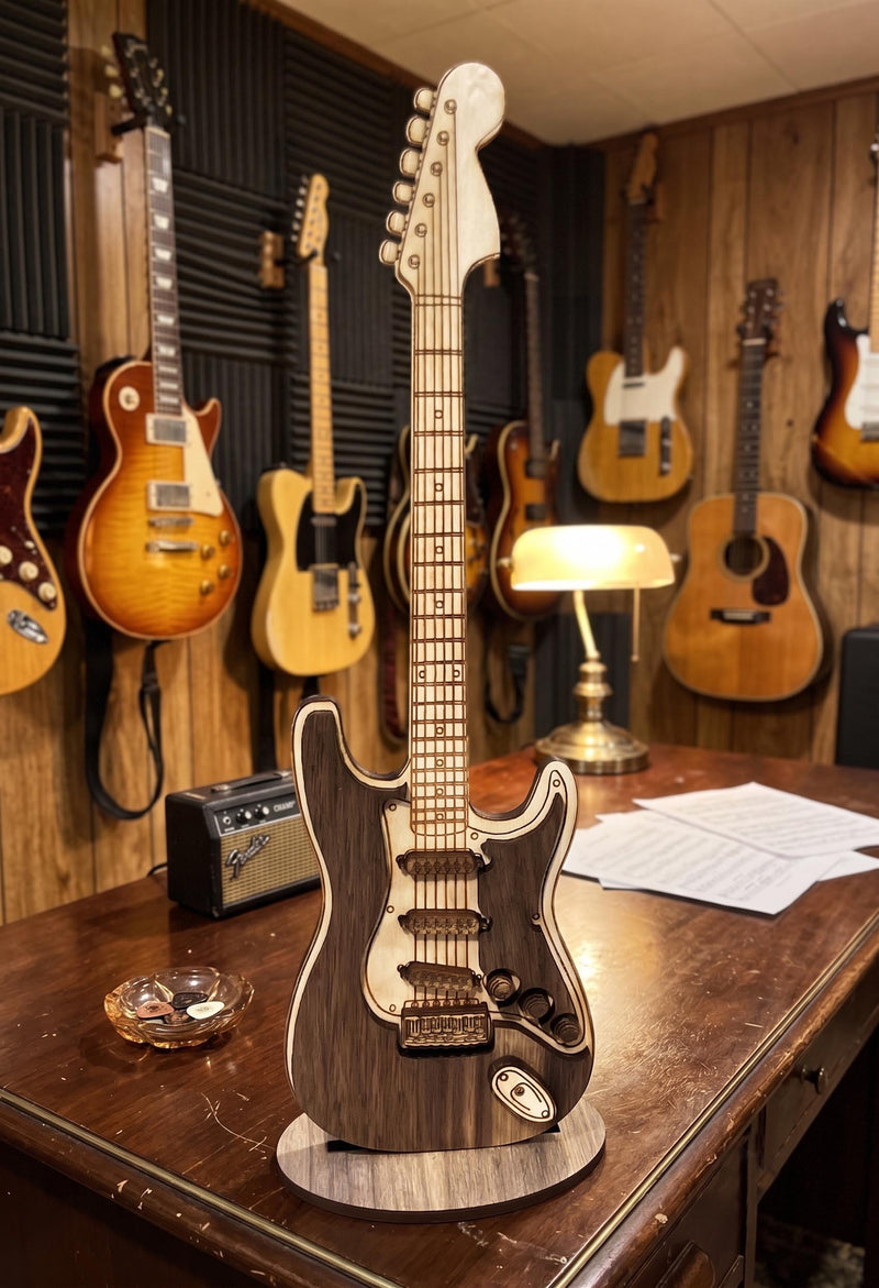 Custom Wooden Electric Guitar Sign - Personalized Gift for Guitar Players