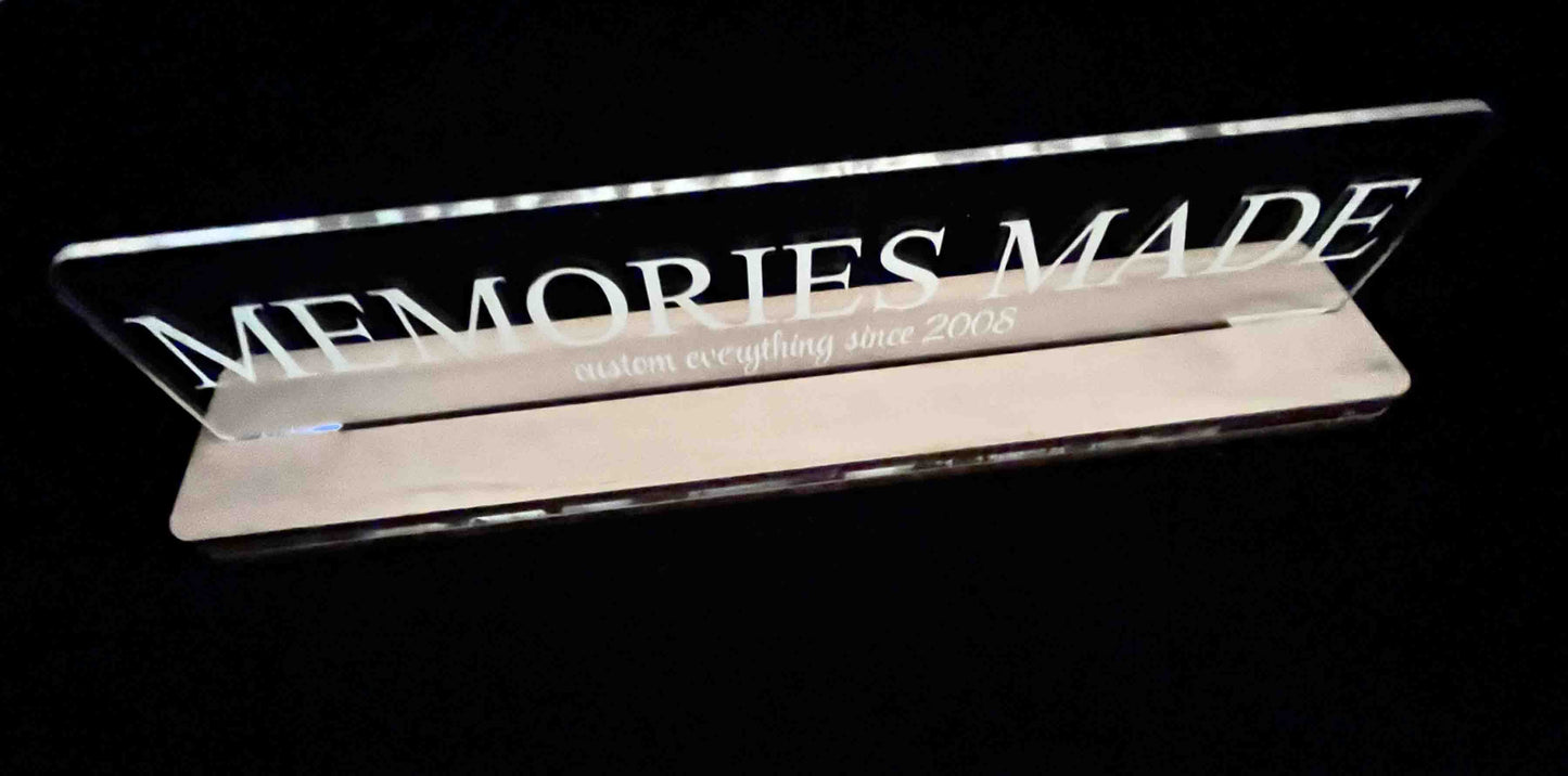 Acrylic and Wood Desk Name Plate.