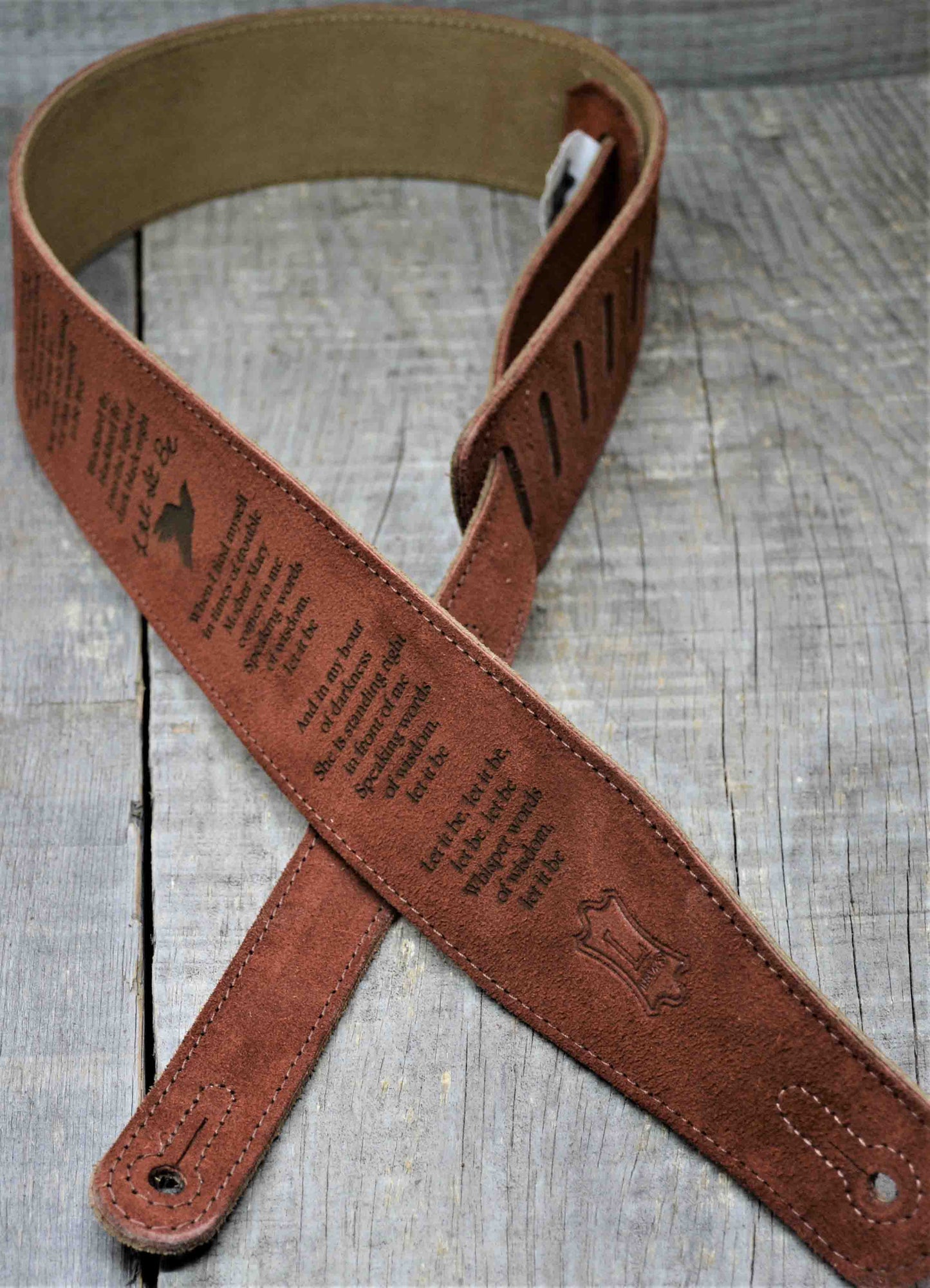 Suede Leather Guitar Straps Rust Colour.