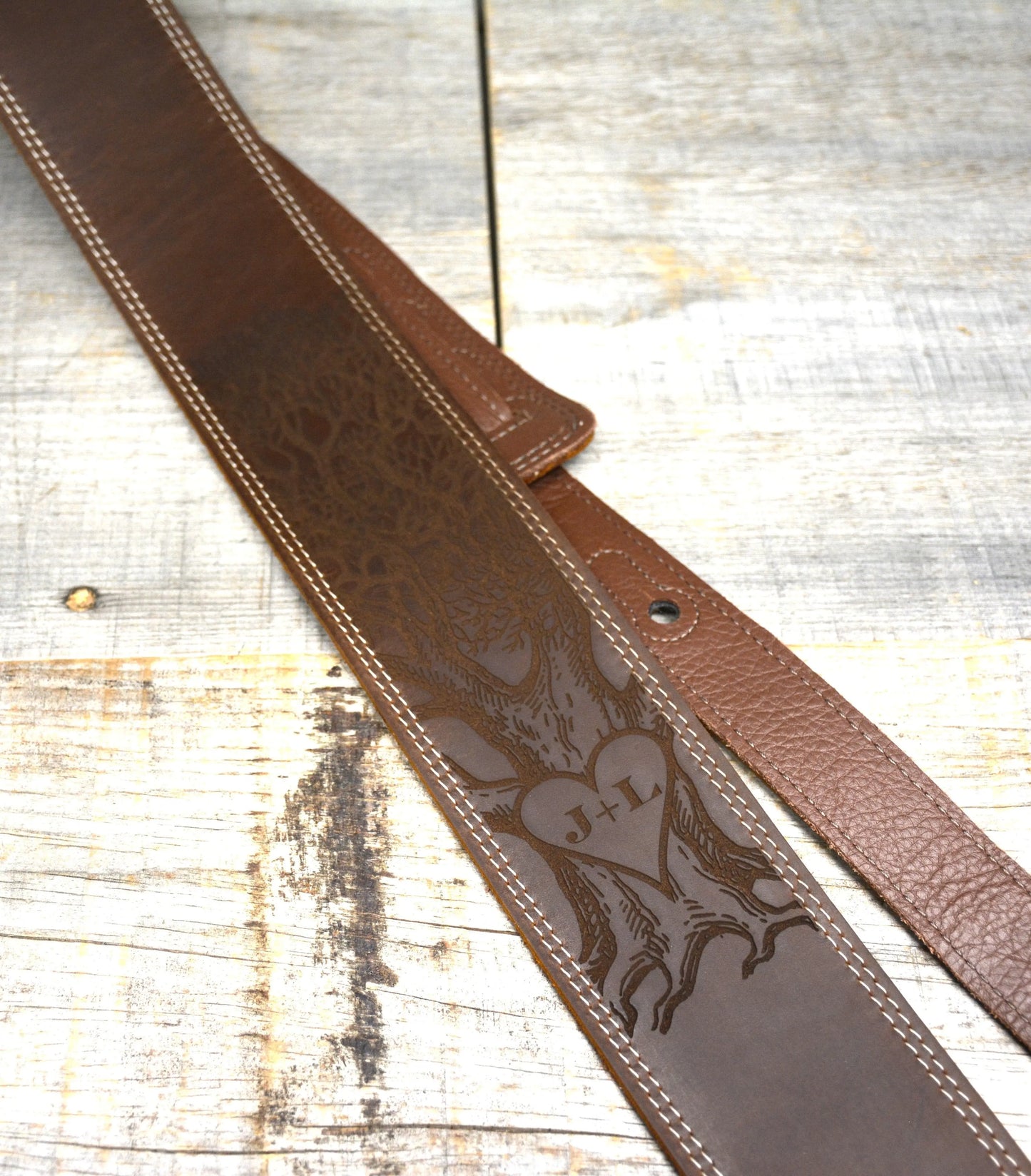 Double Stitch Butter Leather Guitar Straps.