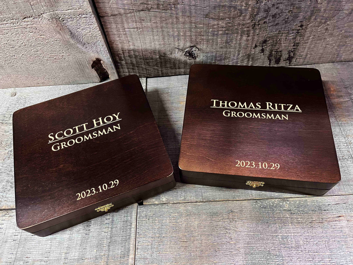 Groomsman Wooden Gift Boxes - Design 16 Memories Made Custom