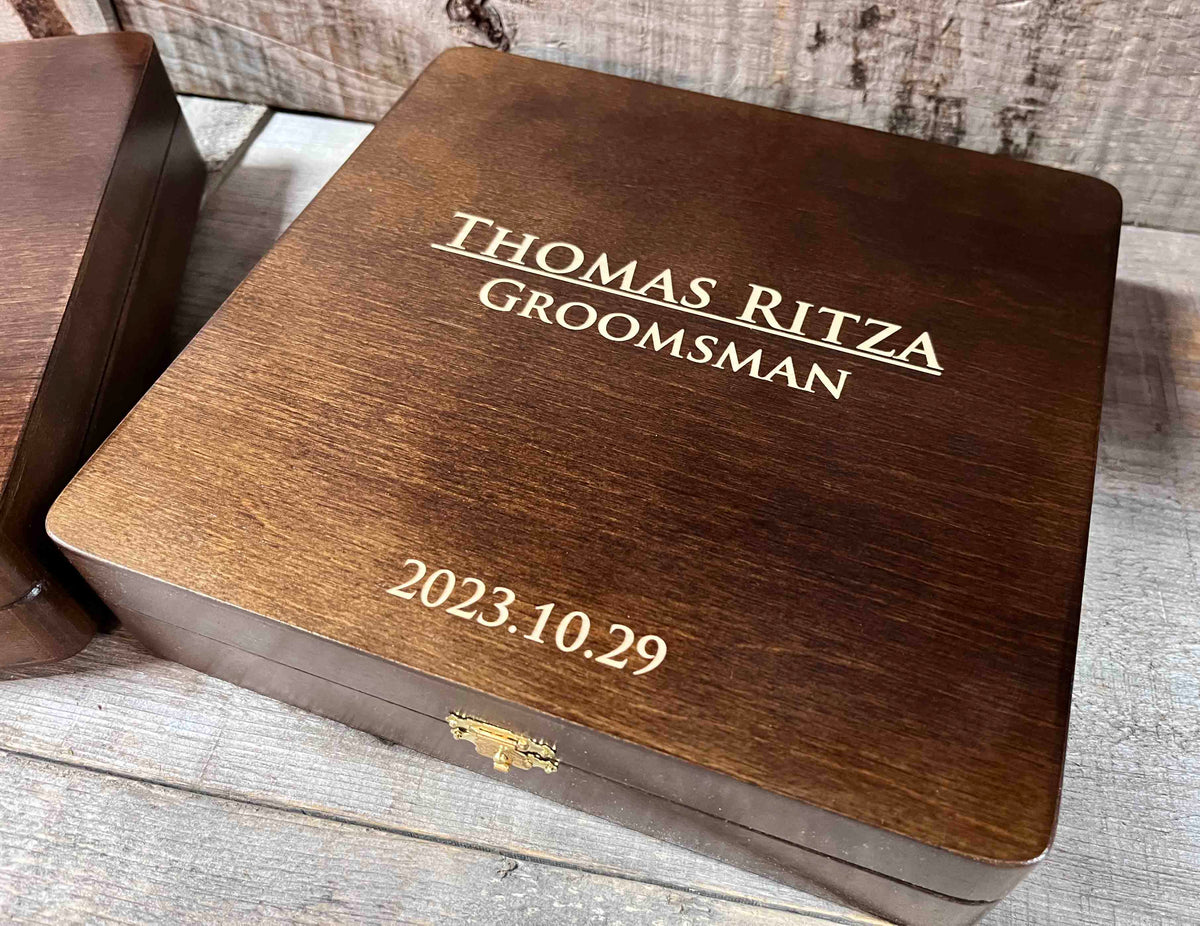 Groomsman Wooden Gift Boxes - Design 16 Memories Made Custom