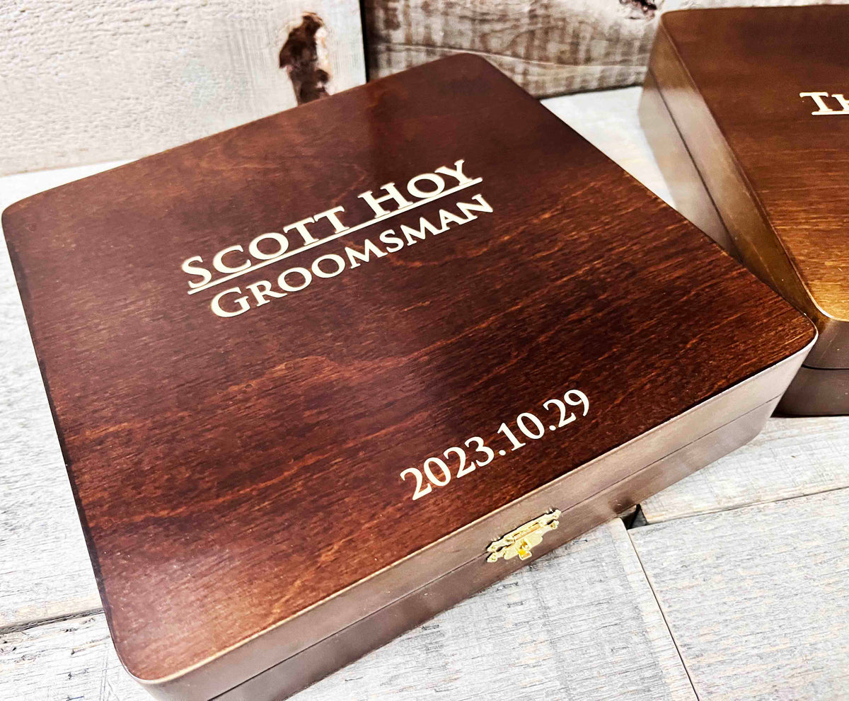Groomsman Wooden Gift Boxes - Design 16 Memories Made Custom