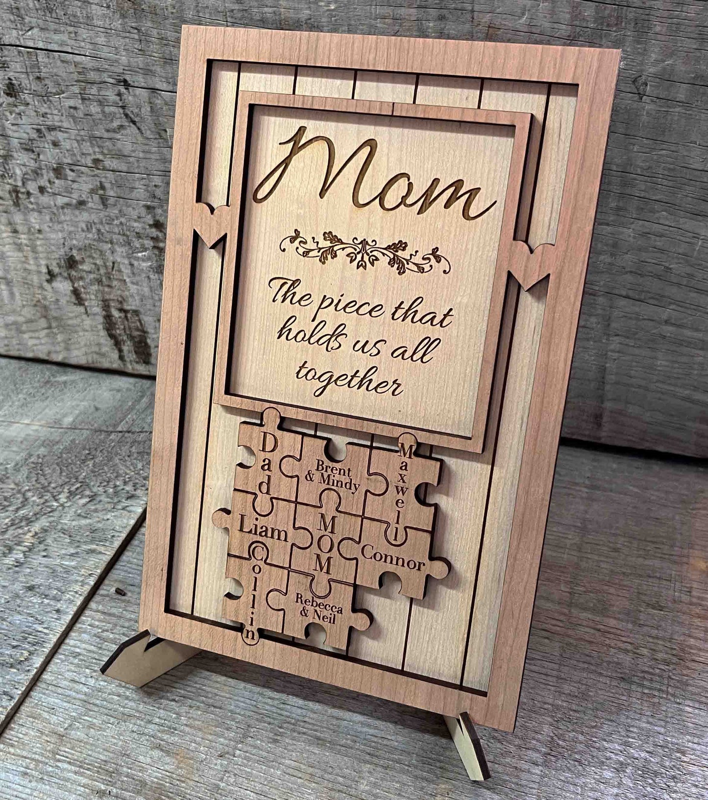 "The  Piece that Holds us Together" Wooden Puzzle Sign.