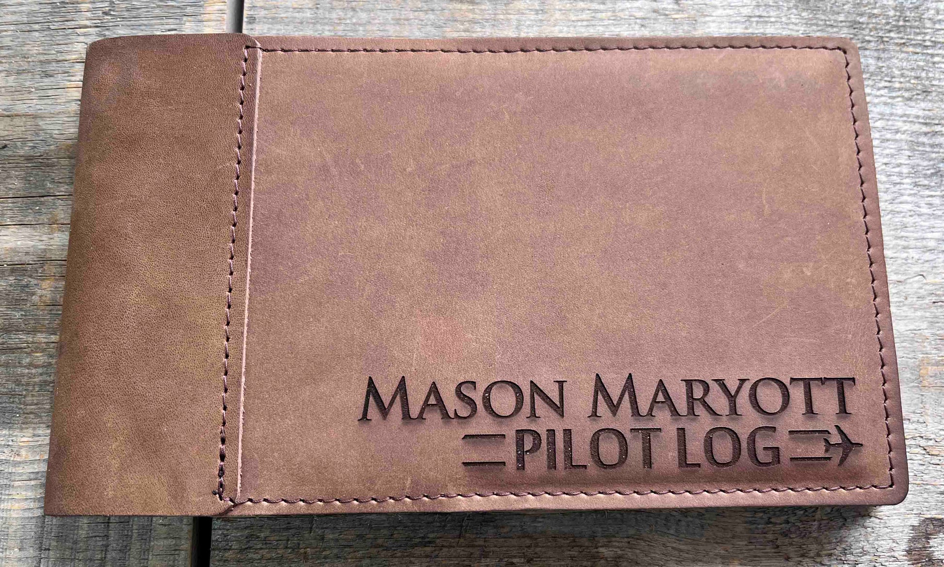 Pilots Log Premium Leather Engraved.