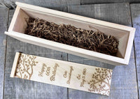 Custom Engraved Pine Wine Boxes - Design 32 Happy Birthday.