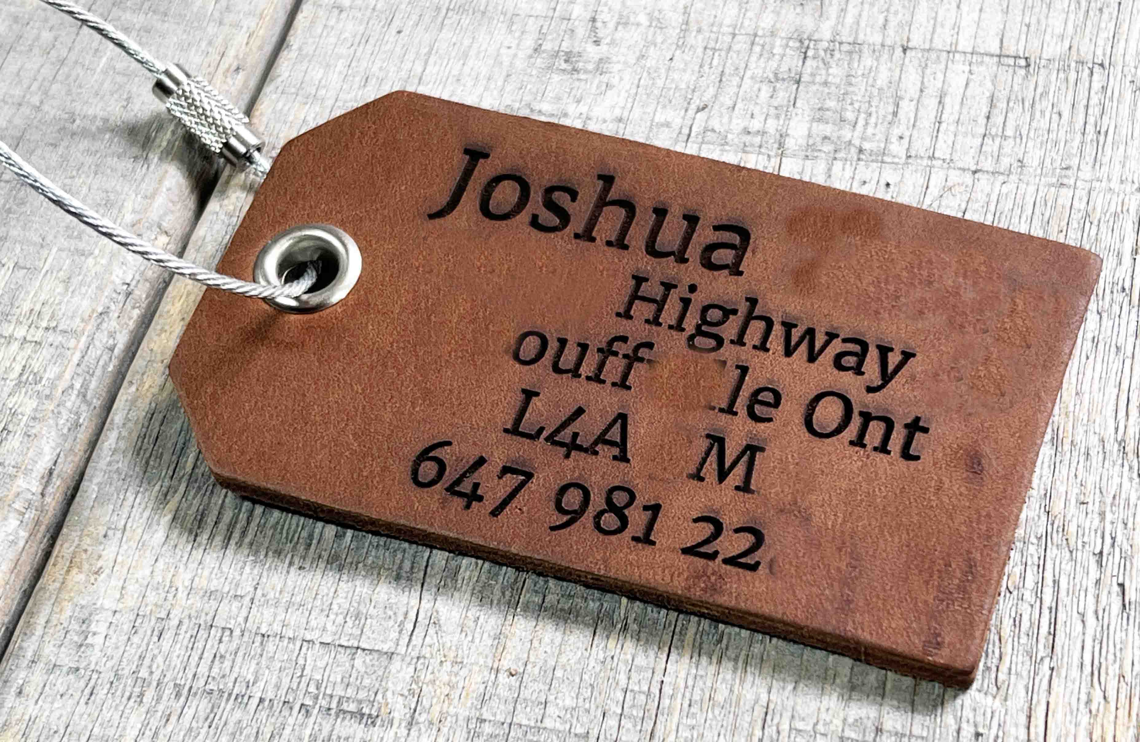 Luggage Tags Premium Leather Engraved.