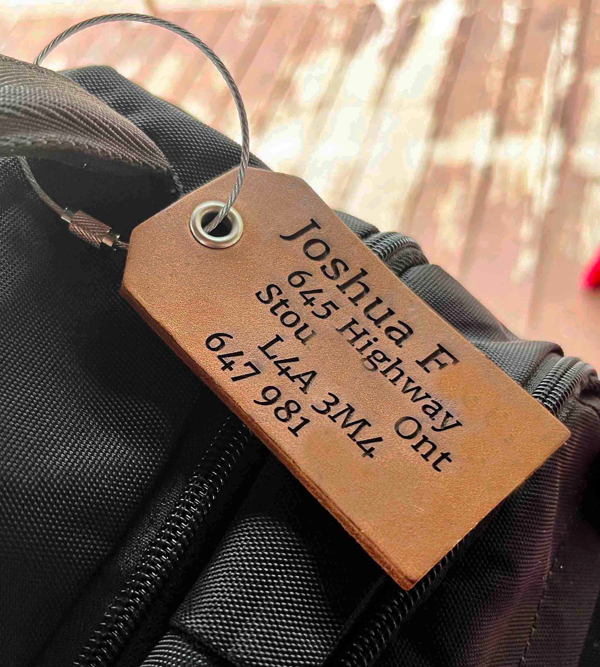 Luggage Tags Premium Leather Engraved.