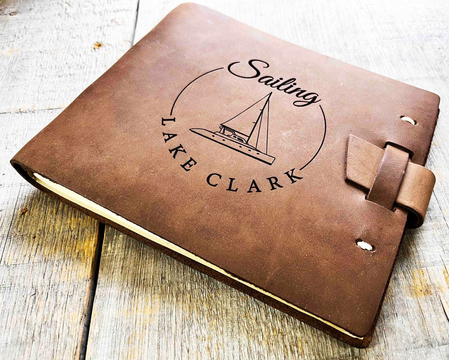 Large Guest Registry, Flap-tie Premium Leather Engraved Memories Made Custom