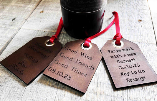 Wine Bottle Tags Premium Leather.