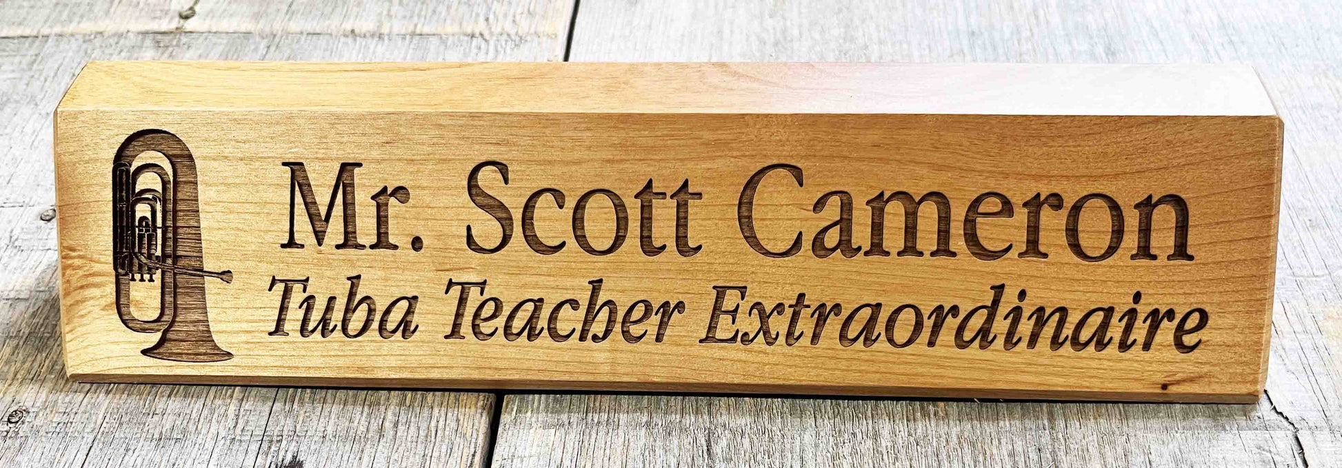 Desk Name Plate Alder Wood.