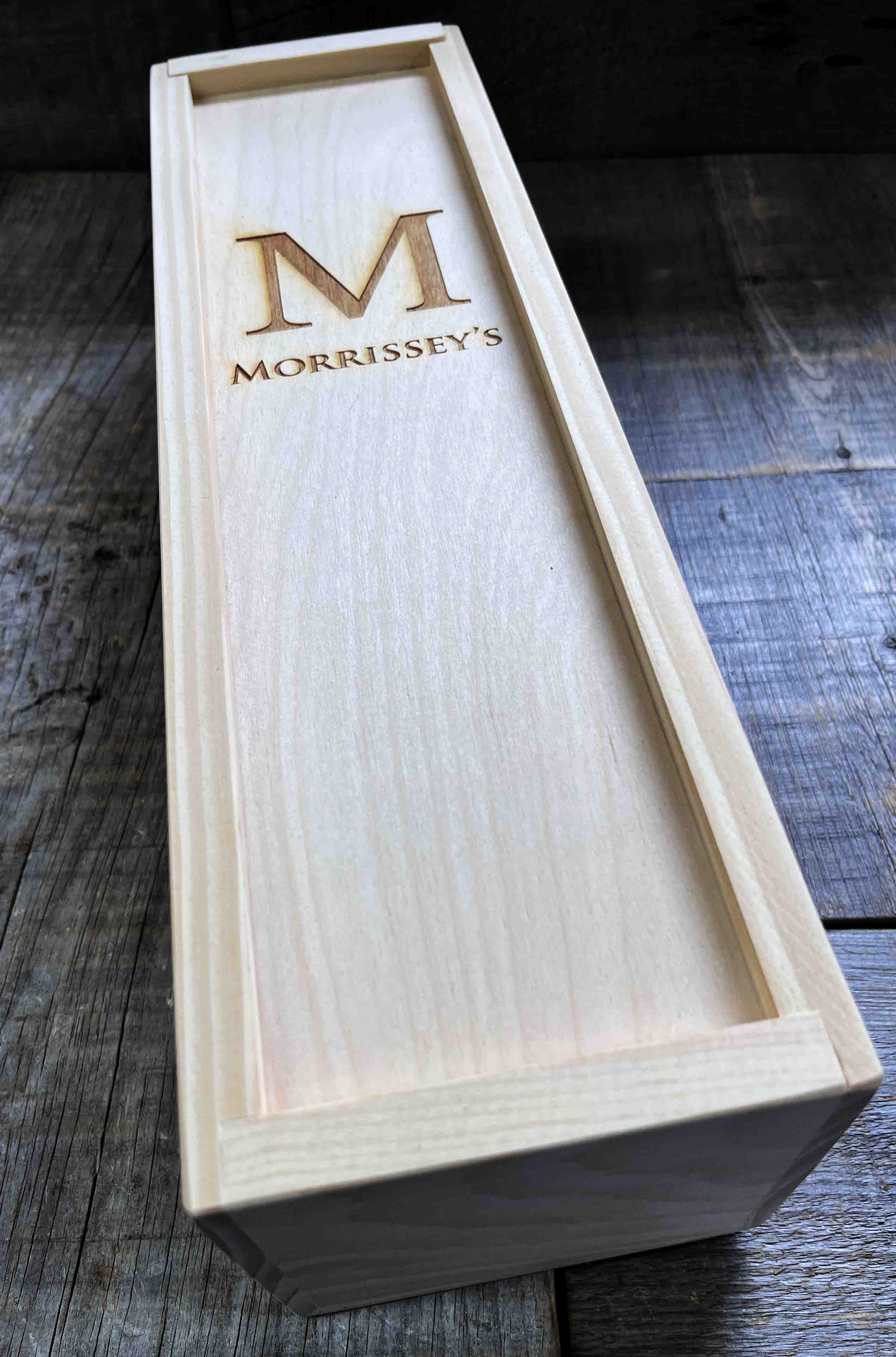 Custom Engraved Pine Wine Boxes - Initial and name Design 33.