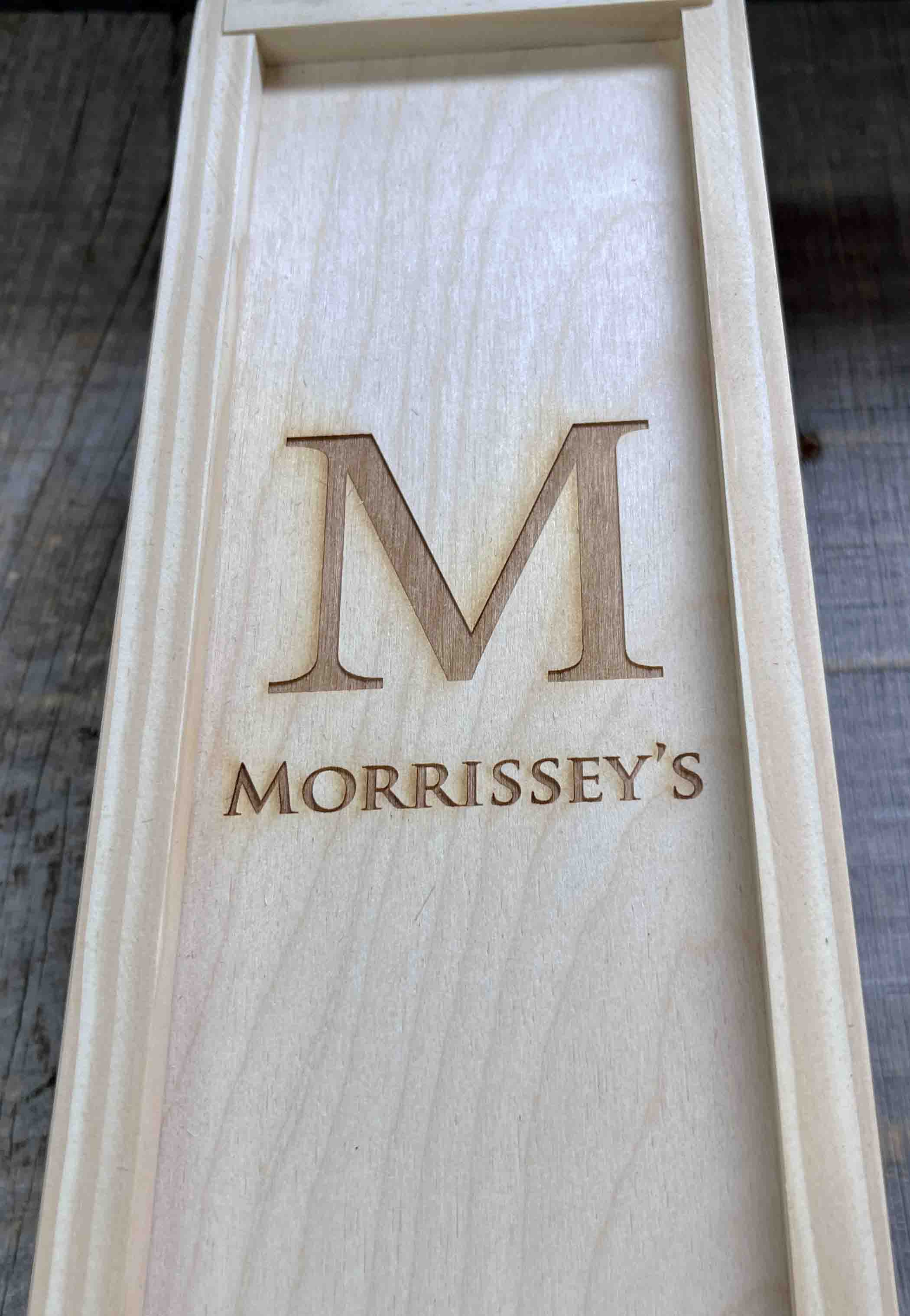 Custom Engraved Pine Wine Boxes - Initial and name Design 33.