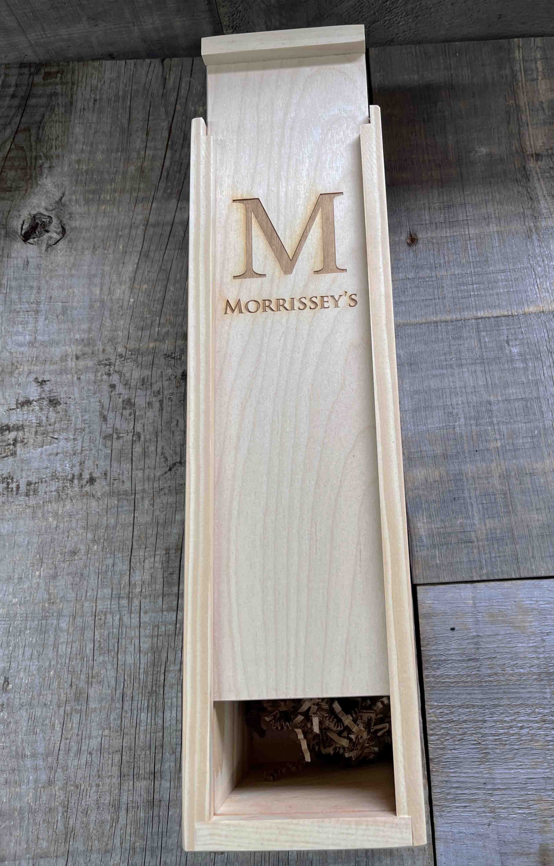 Custom Engraved Pine Wine Boxes - Initial and name Design 33.