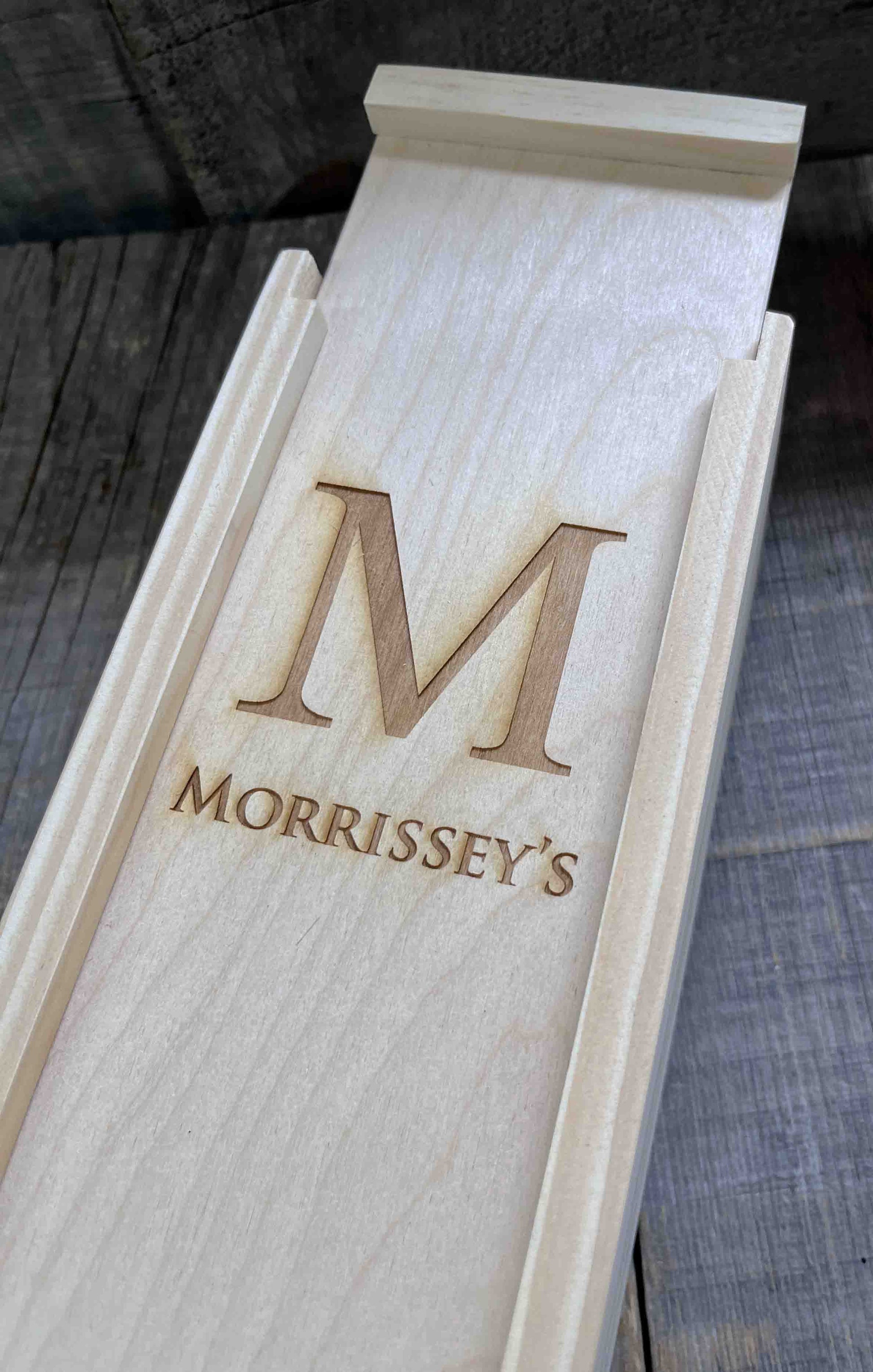 Custom Engraved Pine Wine Boxes - Initial and name Design 33.