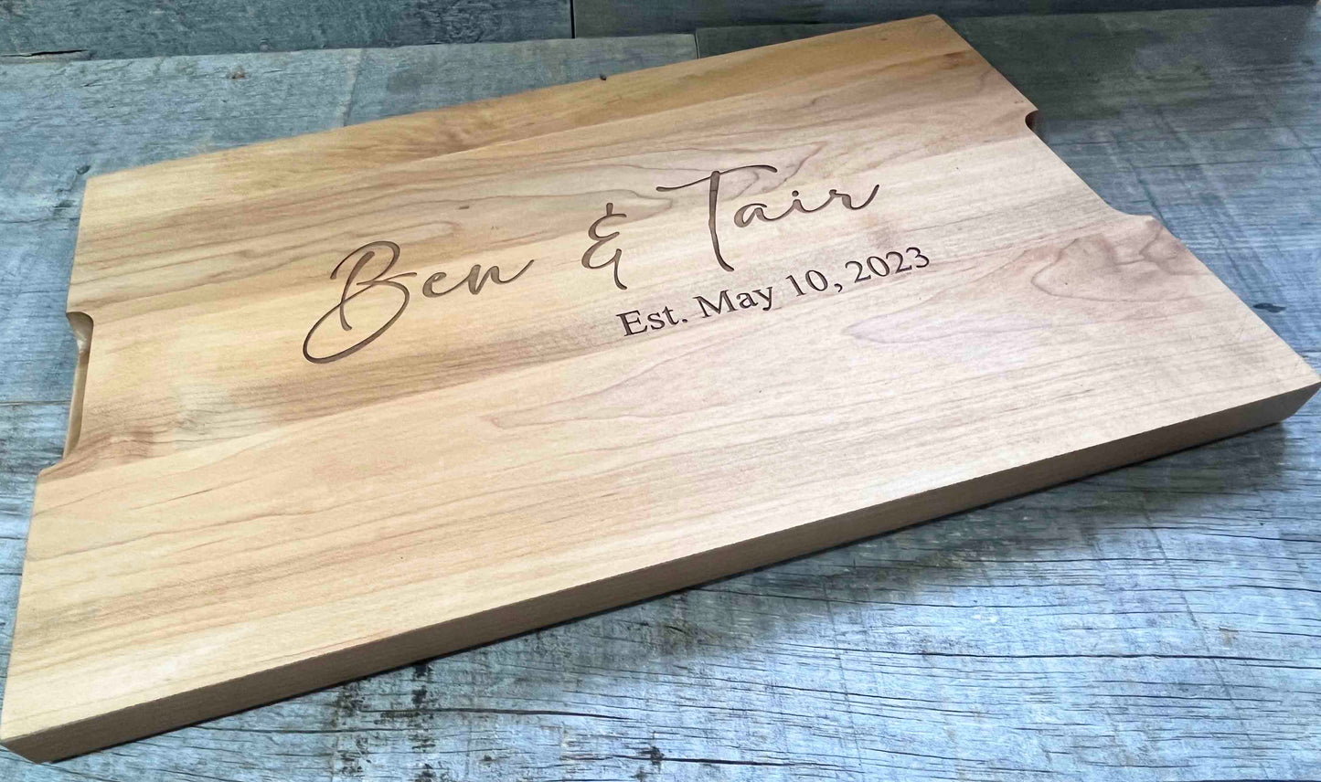 Maple Cutting Board Names and Date  - Design 96.