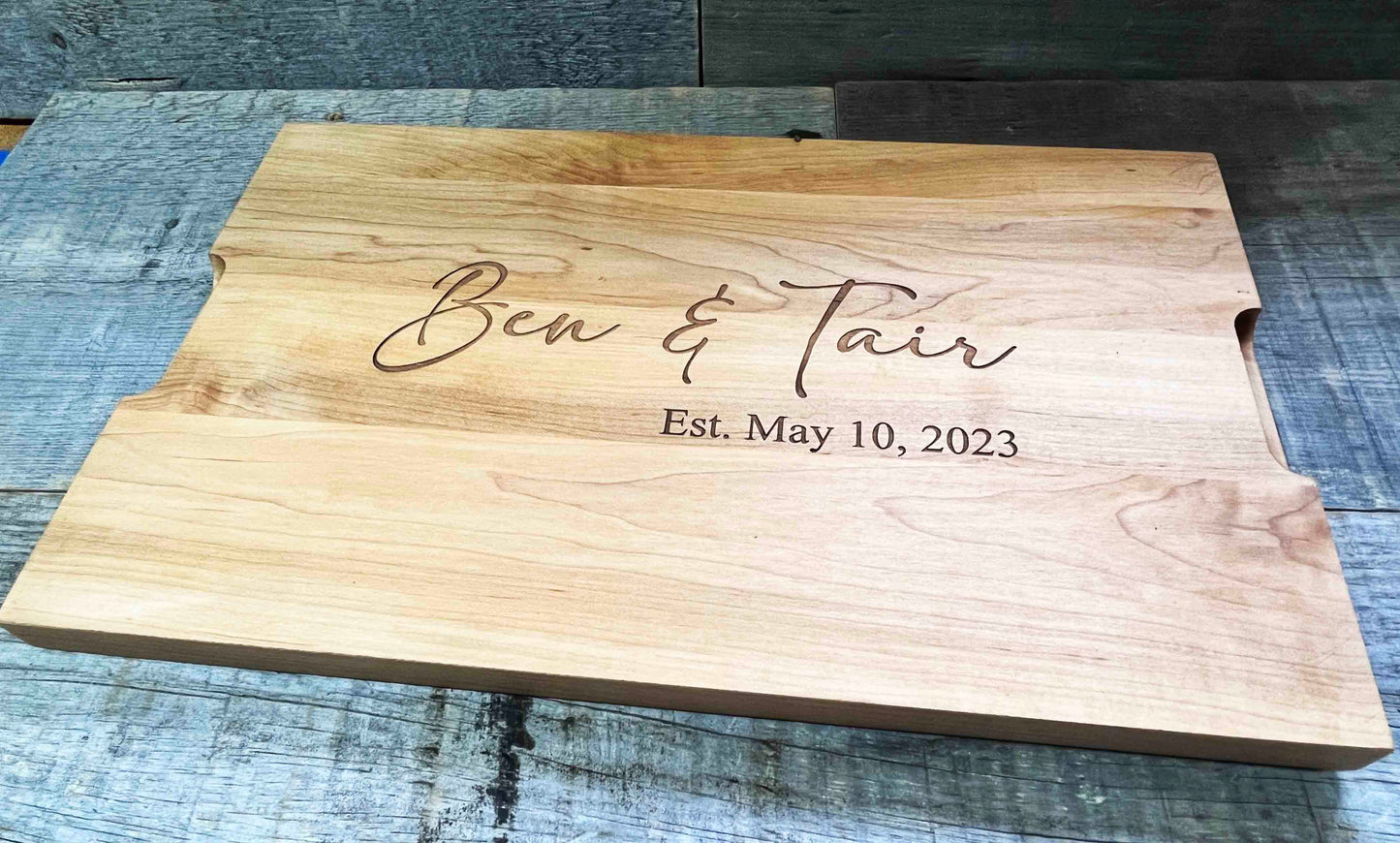 Maple Cutting Board Names and Date  - Design 96.