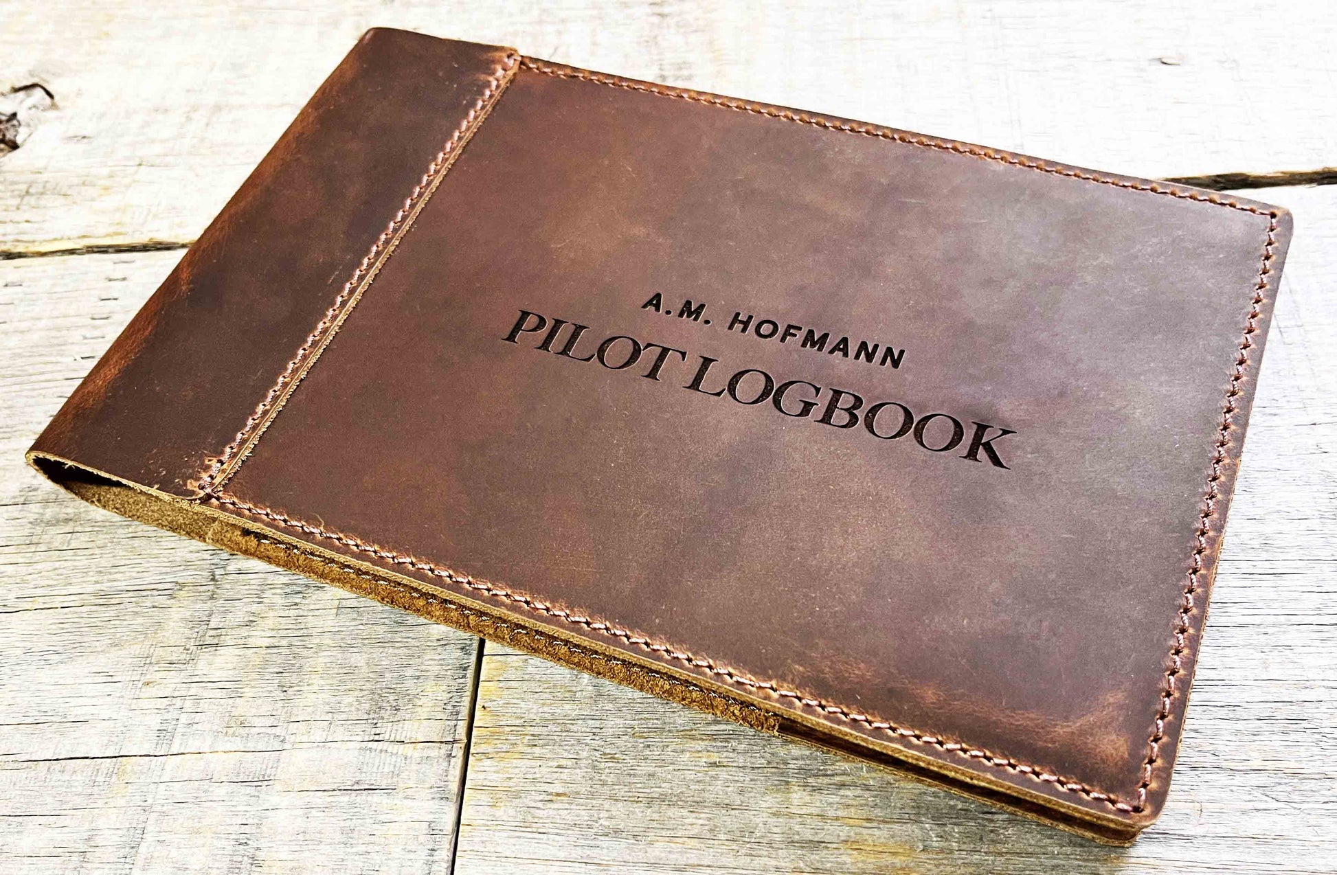 Pilots Log Premium Leather Engraved.