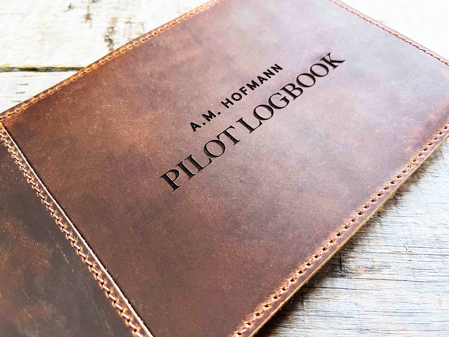 Pilots Log Premium Leather Engraved.