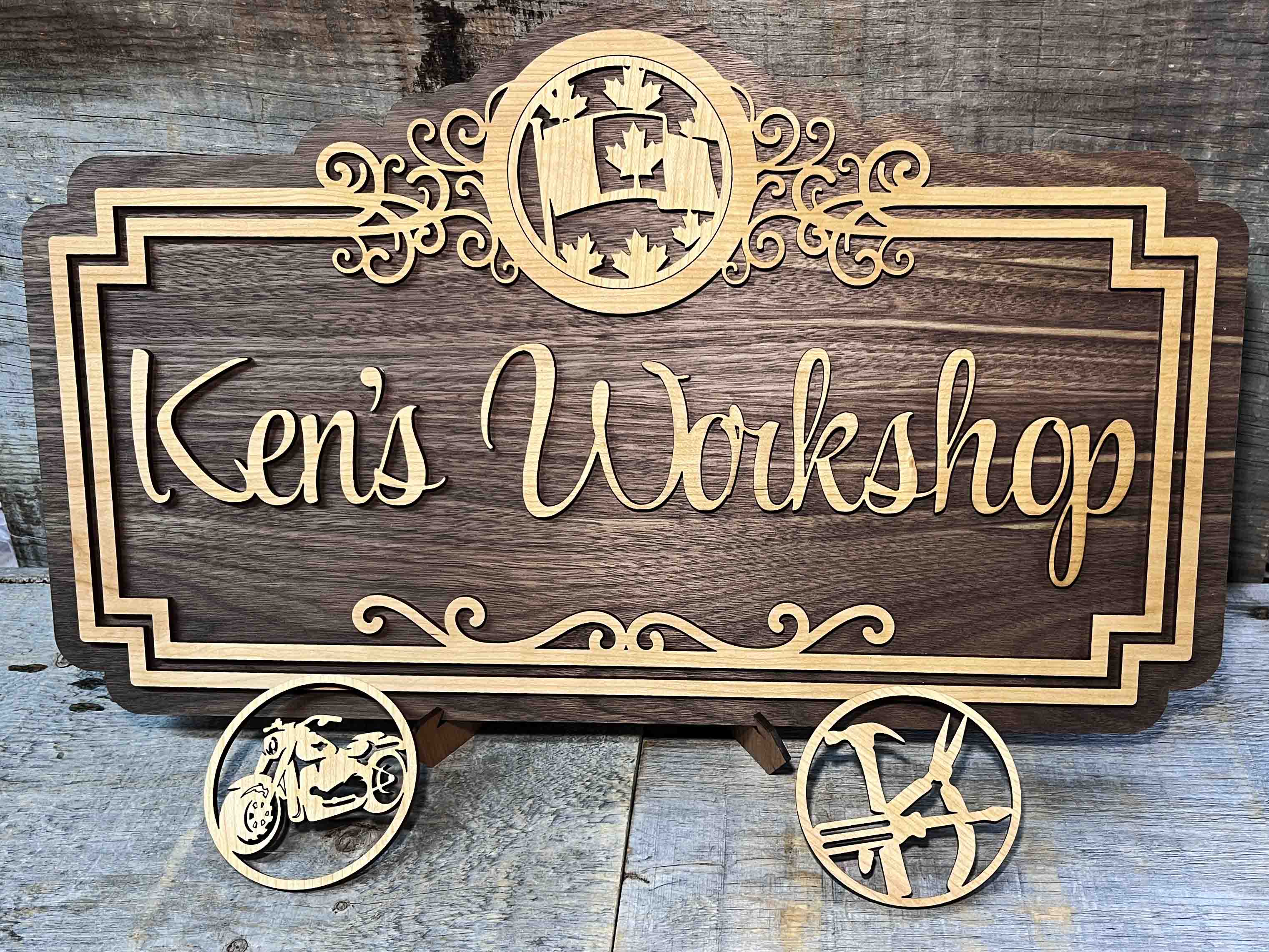 Workshop Sign With Interchangeable Icons.