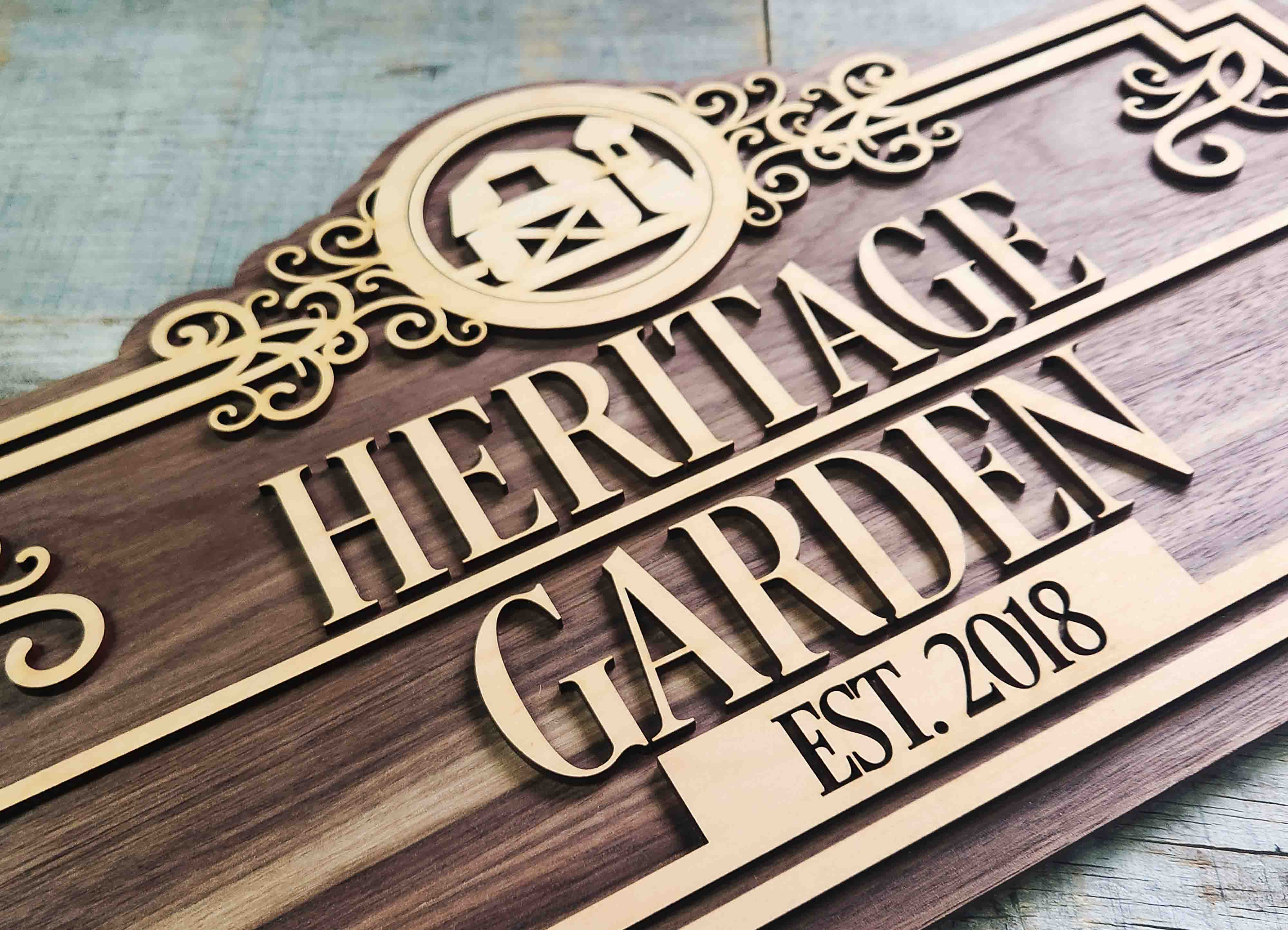 Custom Dual Layer Wooden Sign With Interchangeable Icons.