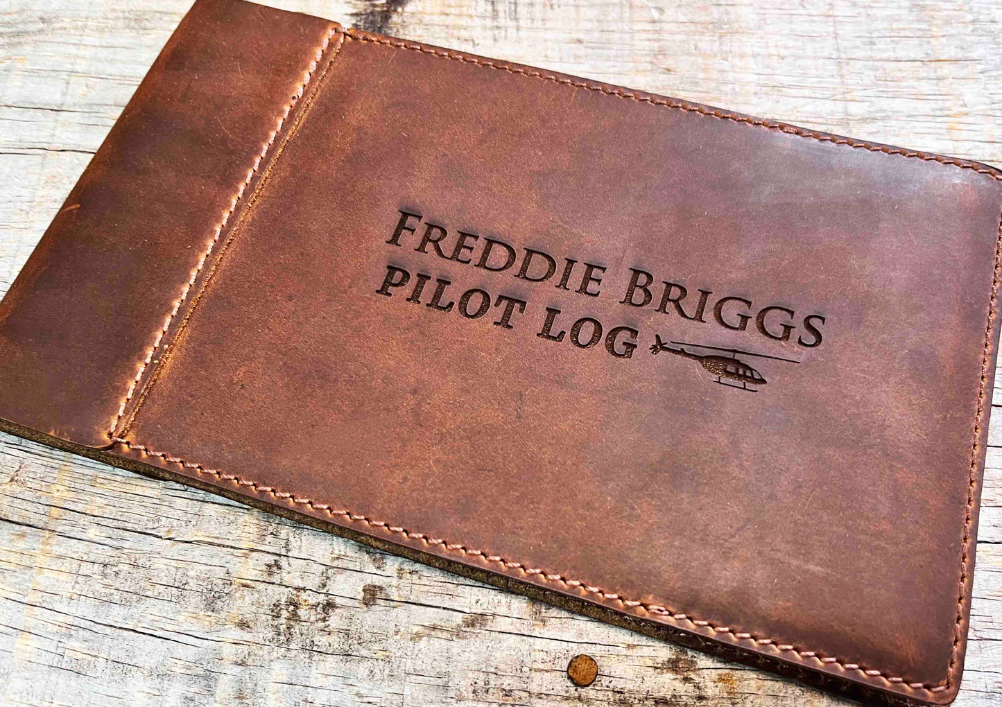 Pilots Log Premium Leather Engraved.