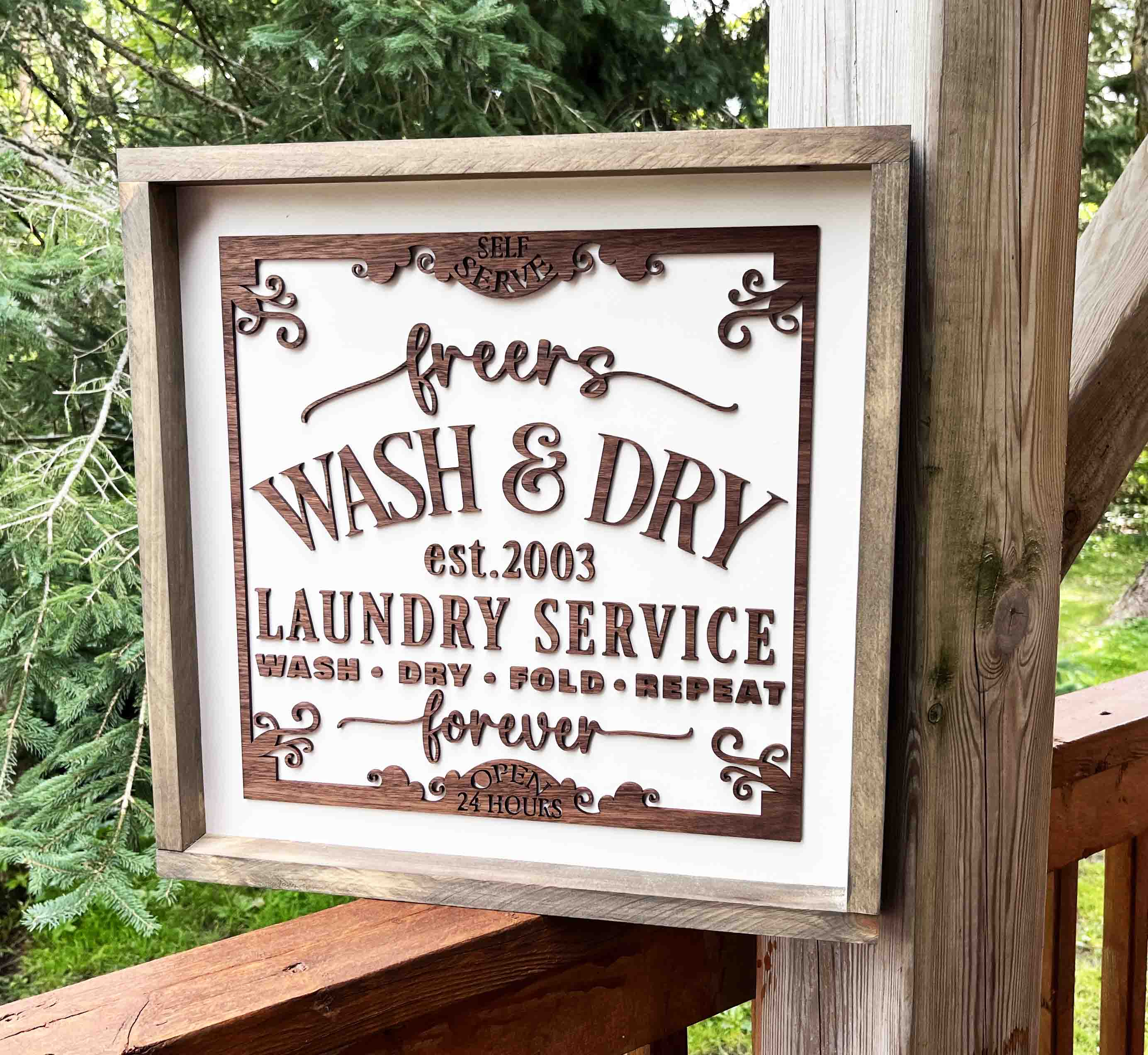 Wash & Dry Family Laundry 3D Farmhouse Frame.