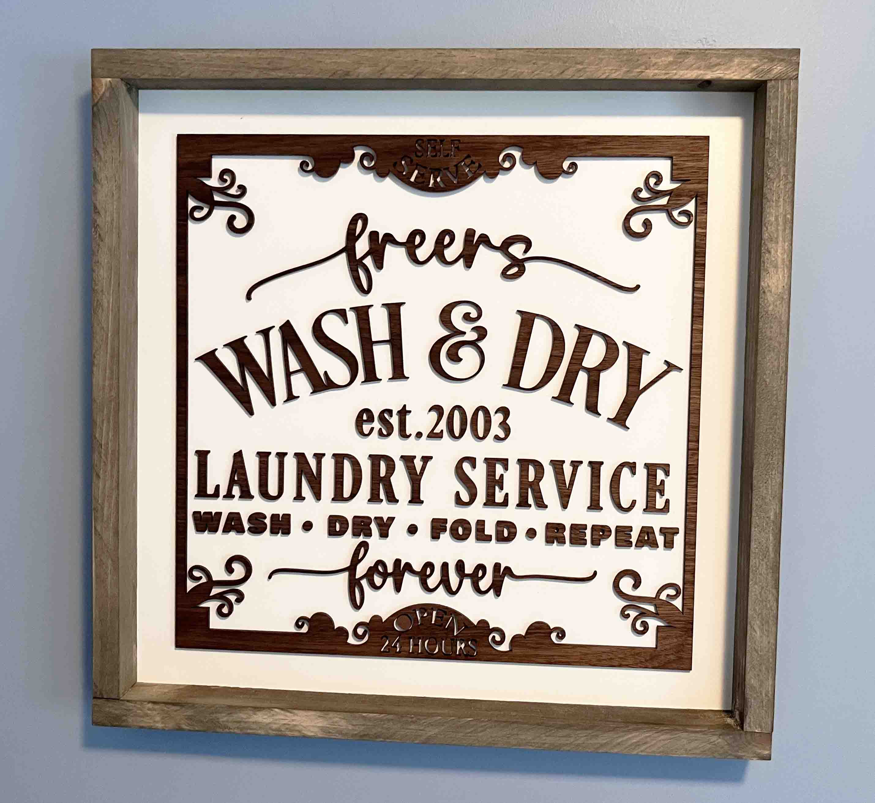 Wash & Dry Family Laundry 3D Farmhouse Frame.