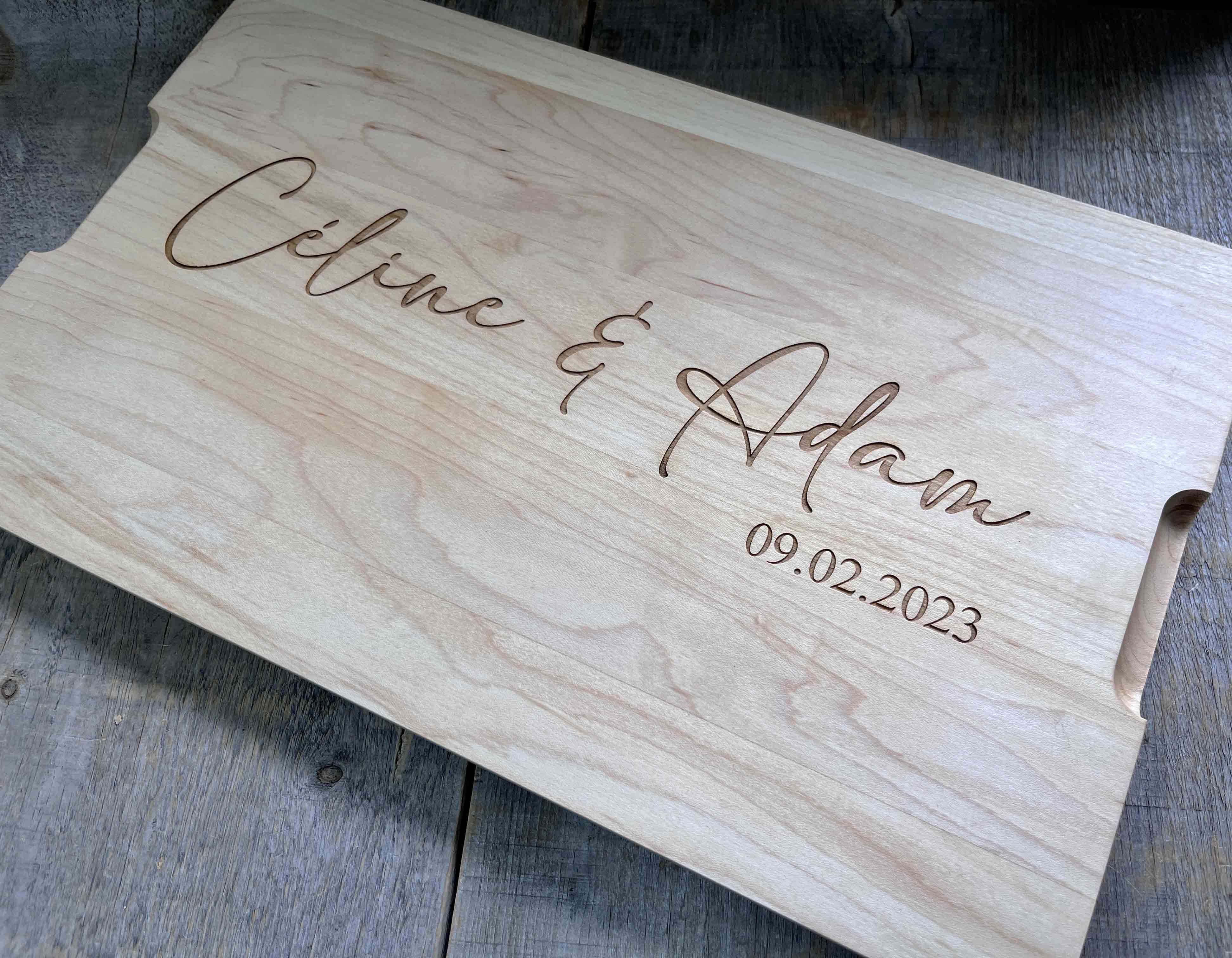 Maple Cutting Board Names and Date  - Design 96.