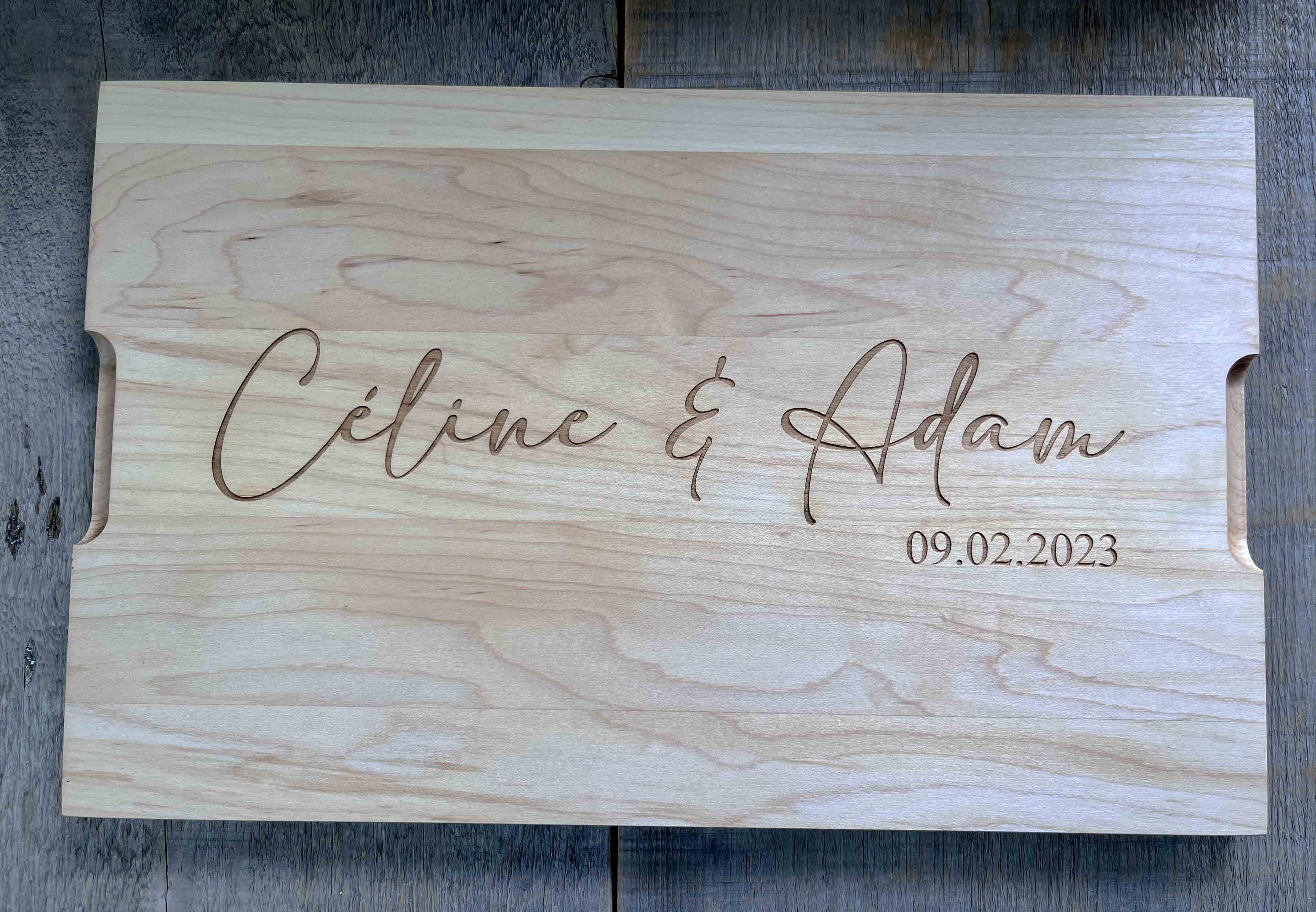Maple Cutting Board Names and Date  - Design 96.