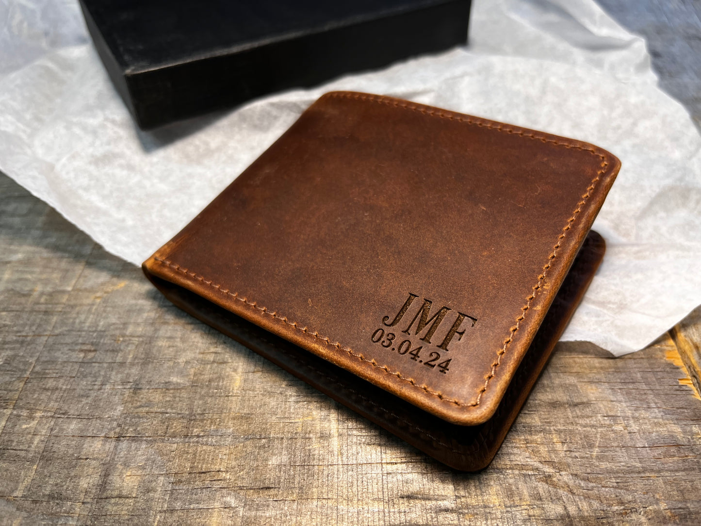 Wallet Bi-Fold Premium Leather Engraved With Inner Slots for Cards