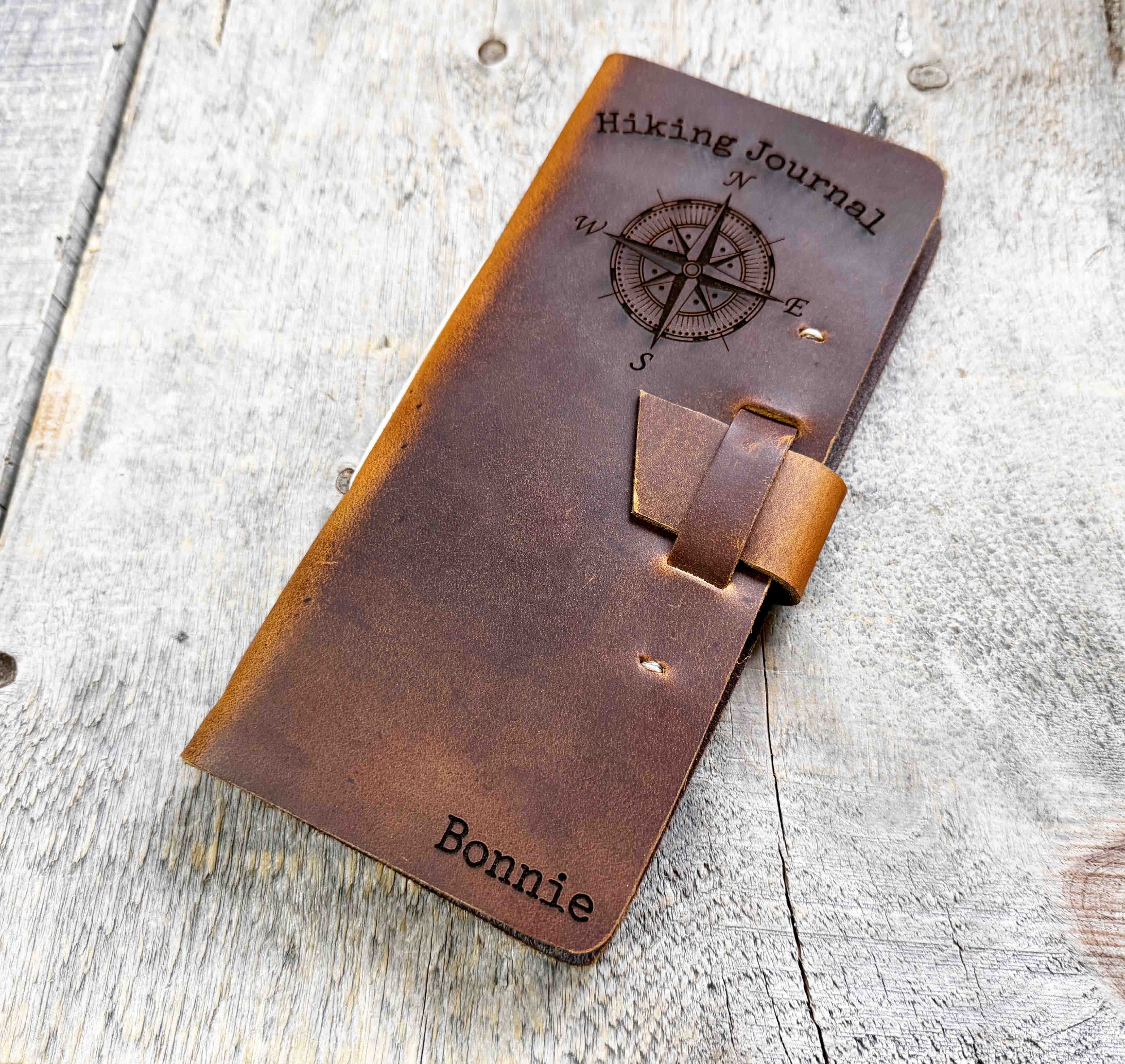 Engraved Leather Hiking Journal