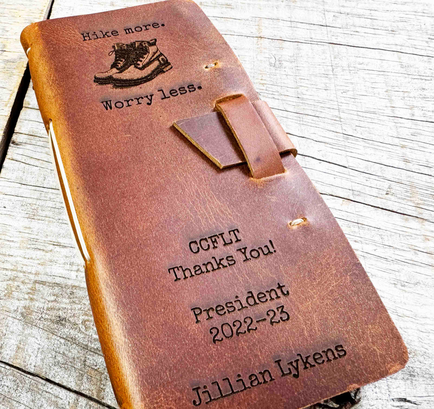 Engraved Leather Hiking Journal