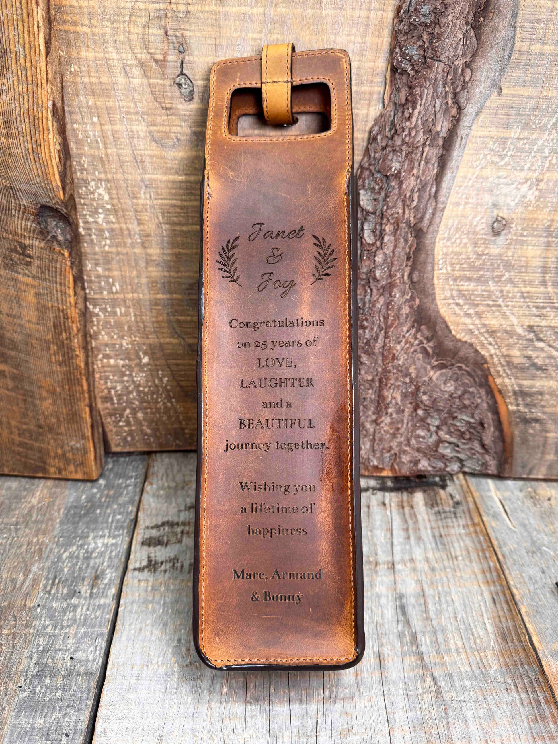 Custom Leather Wine Tote - Memories Made Custom