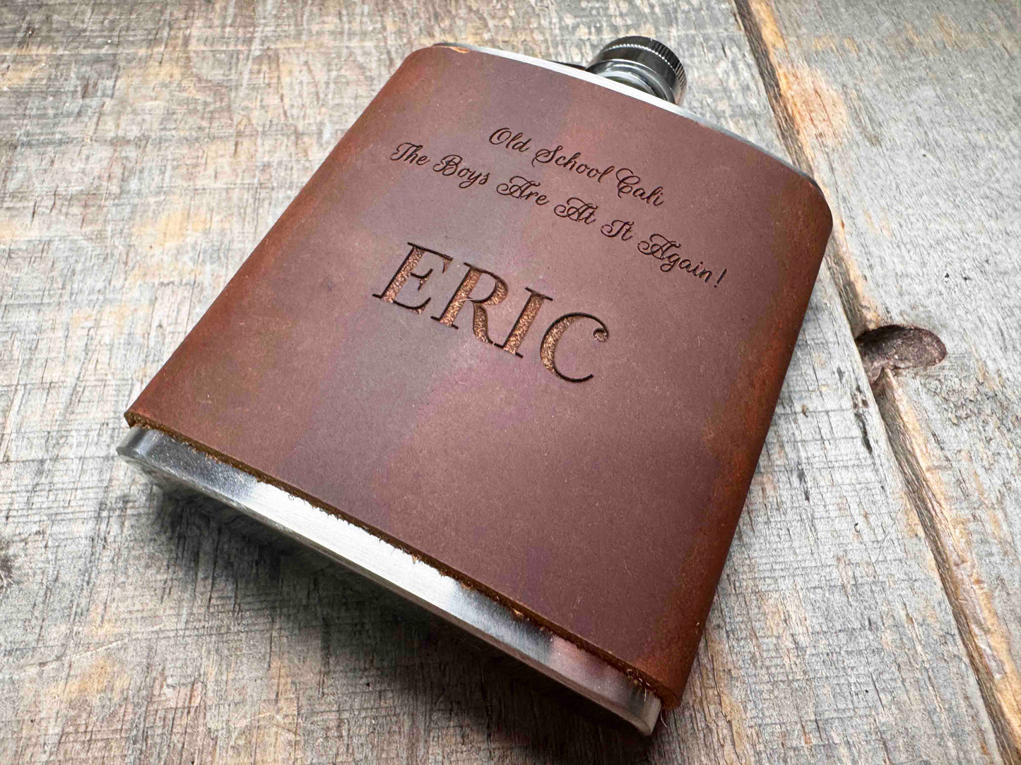 Cowboy Leather Engraved Flasks With Custom Quote Memories Made Custom
