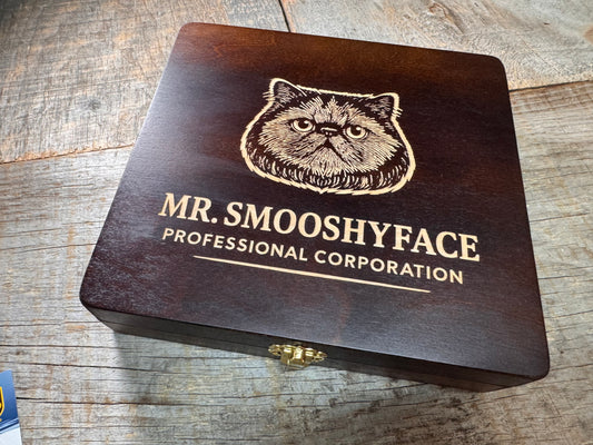 Custom engraved dark walnut wooden gift box with laser engraving