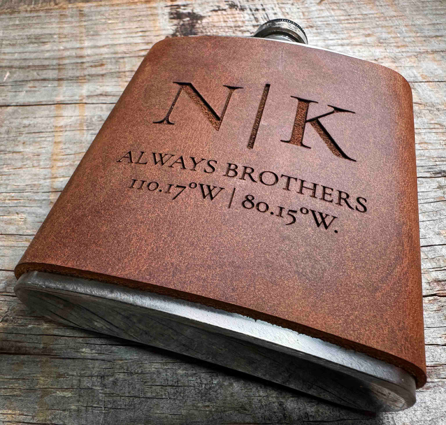 Cowboy Leather Engraved Flasks - Memories Made Custom