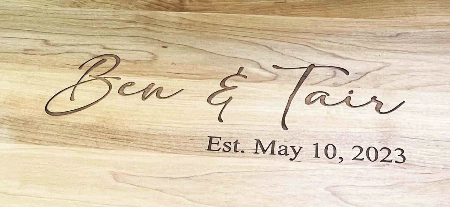 Maple Cutting Board Names and Date  - Design 96.