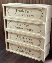 Custom Laser Engraved 4 Bottle Wine Box | Personalized Anniversary Wine Gift Box