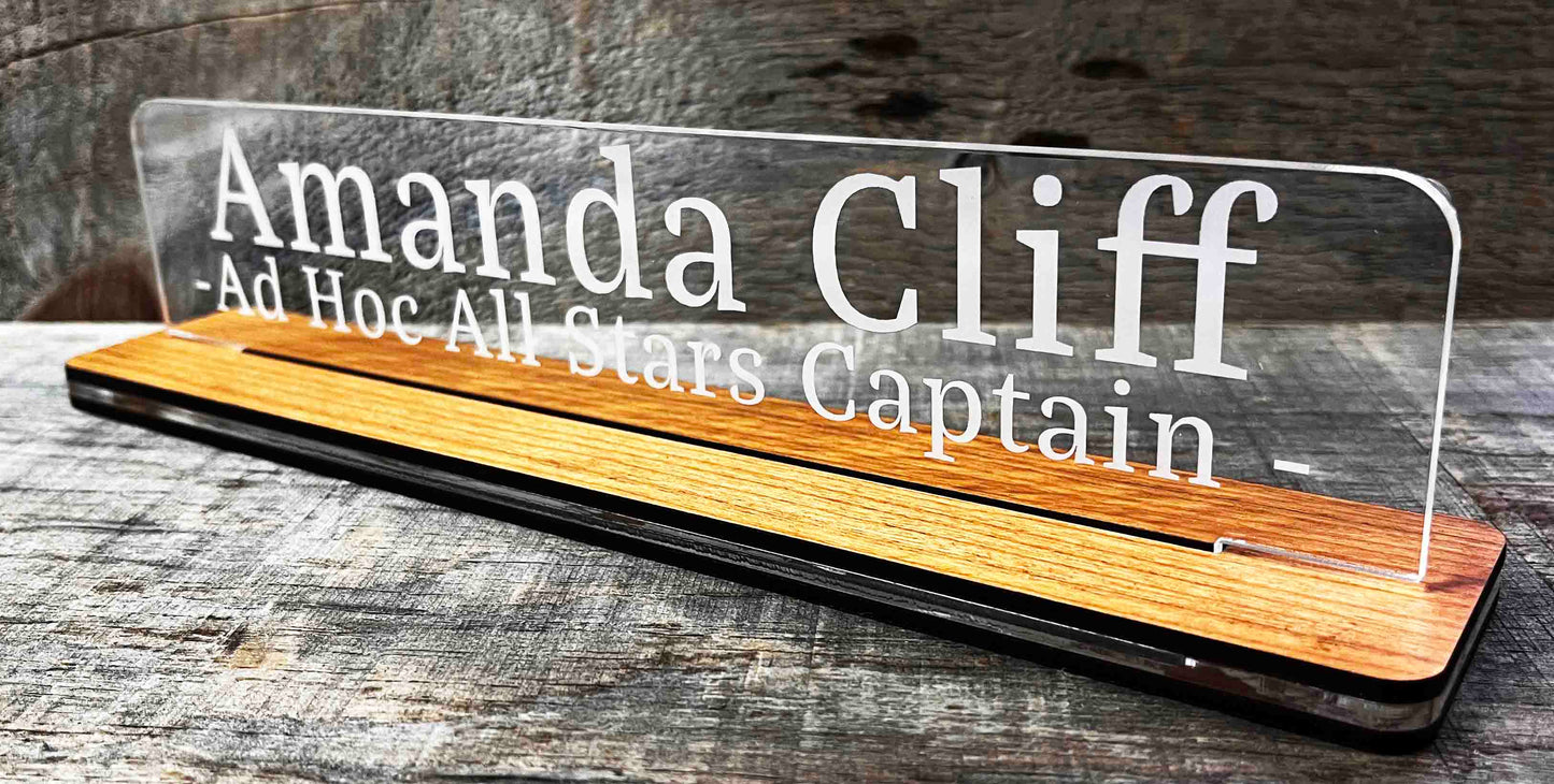 Acrylic and Wood Desk Name Plate Memories Made Custom
