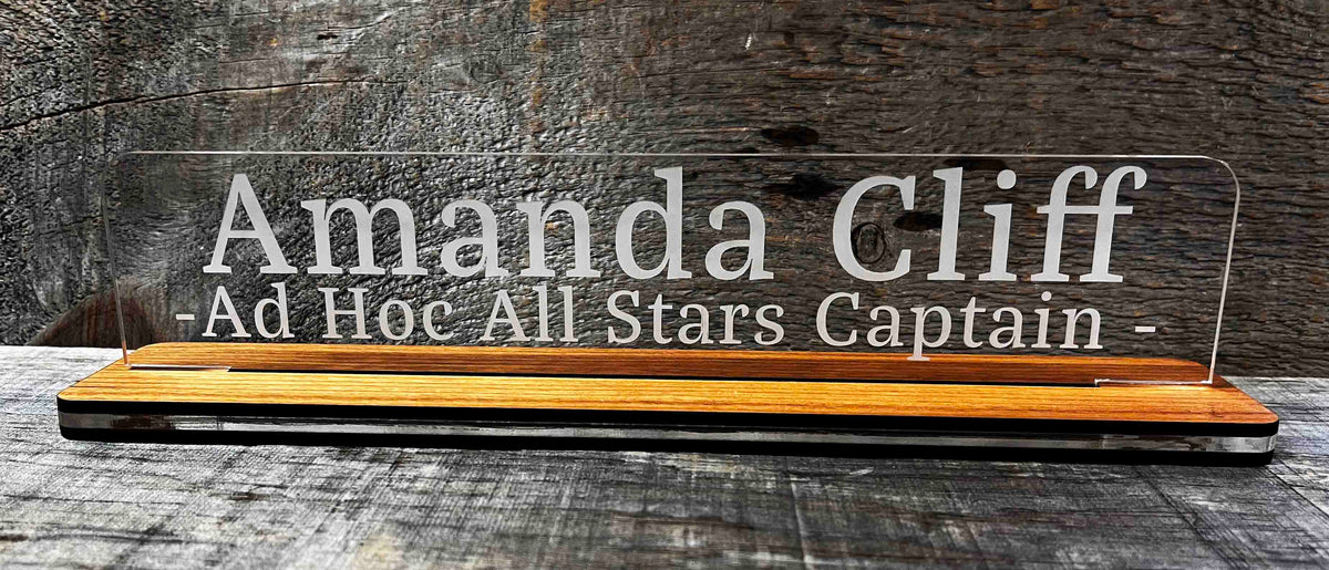 Acrylic and Wood Desk Name Plate Memories Made Custom