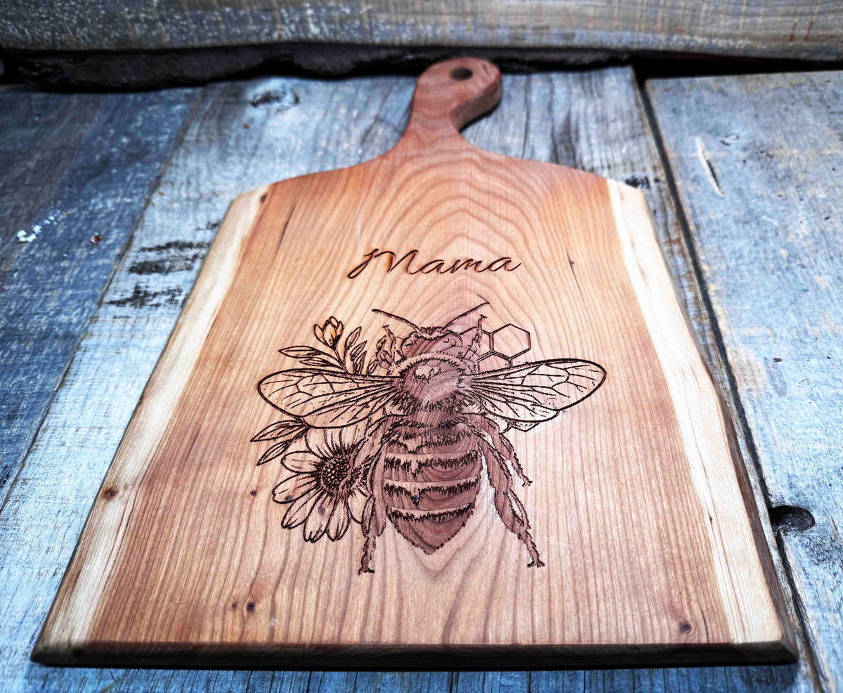 Live Edge Cutting Board Honey Bee Design Memories Made Custom