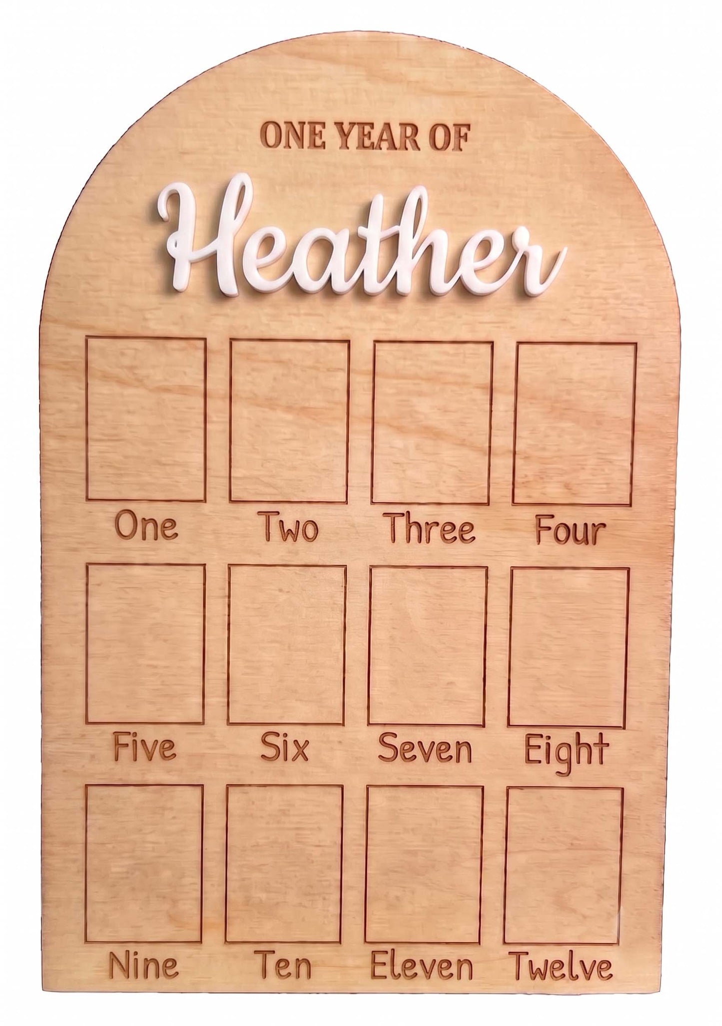 Personalized First Birthday Wooden Photo Board | 12 Month Milestone Display
