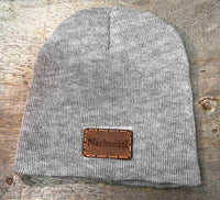 Beanie Hat with Custom Leather Patch Memories Made Custom