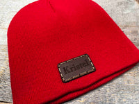 Beanie Hat with Custom Leather Patch Memories Made Custom